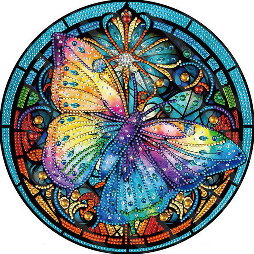 Diamond Painting - Partial Special Shaped - Butterfly Glass Art (30*30CM)