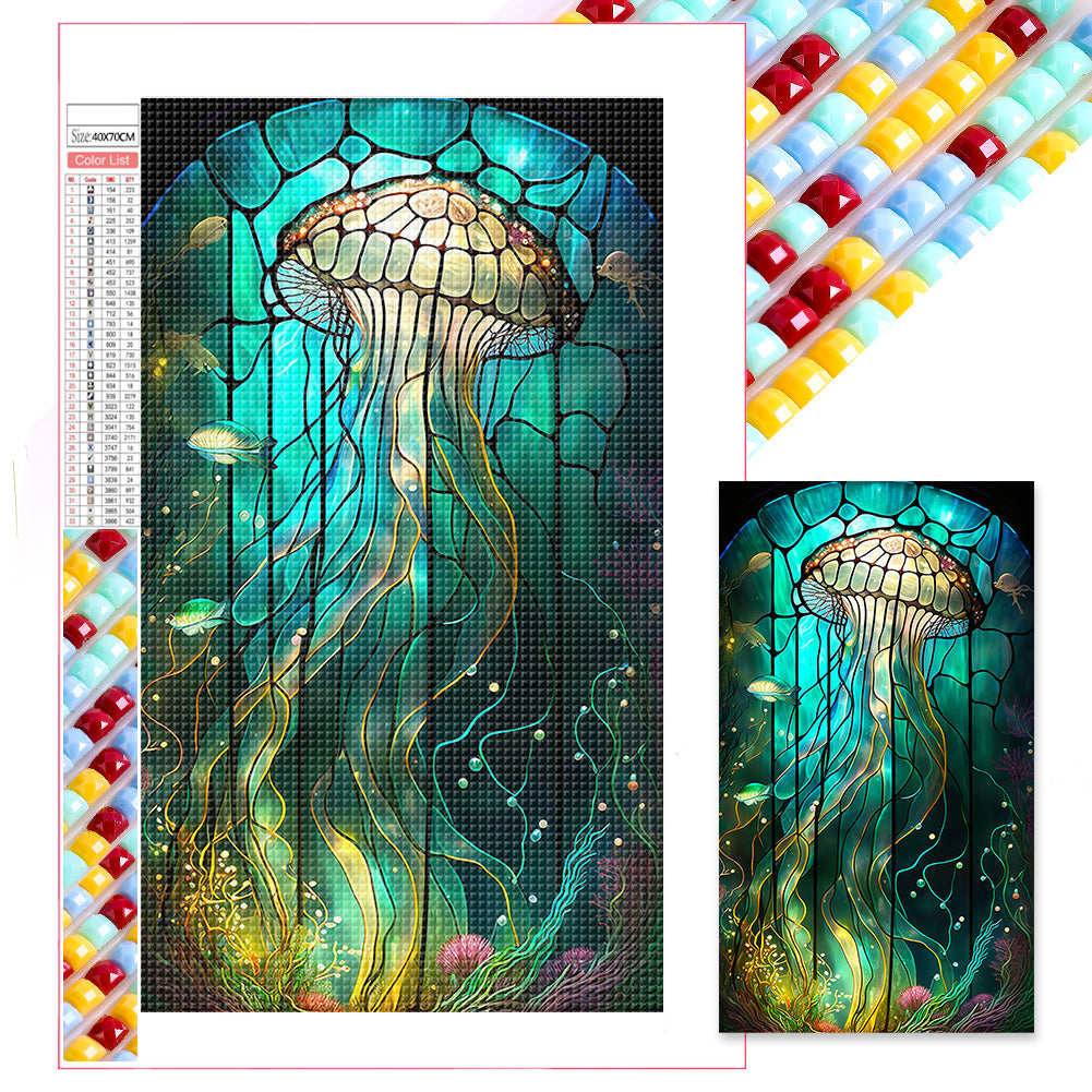 Diamond Painting - Full Square - Deep Jellyfish Glass Art (40*70CM)
