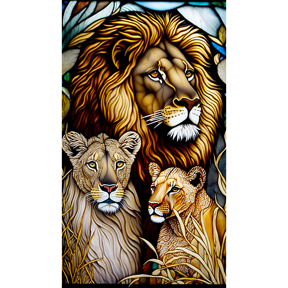 Diamond Painting - Full Round - lion glass art (40*70CM)