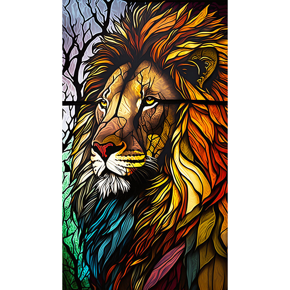 Diamond Painting - Full Round - lion glass art (40*70CM)