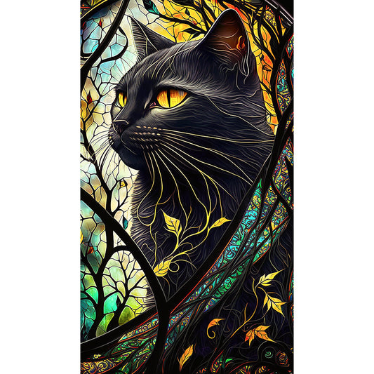 Diamond Painting - Full Round - Black Cat Glass Art (40*70CM)