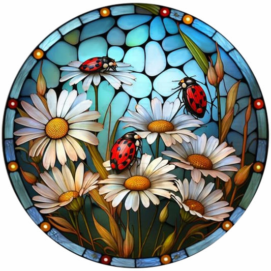 Diamond Painting - Full Round - round plate glass art daisy (30*30CM)