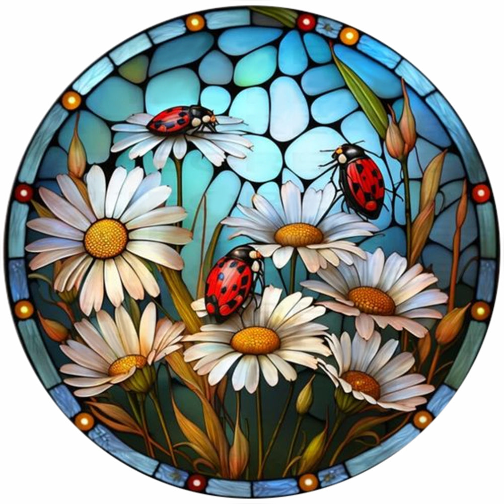 Diamond Painting - Full Round - round plate glass art daisy (30*30CM)