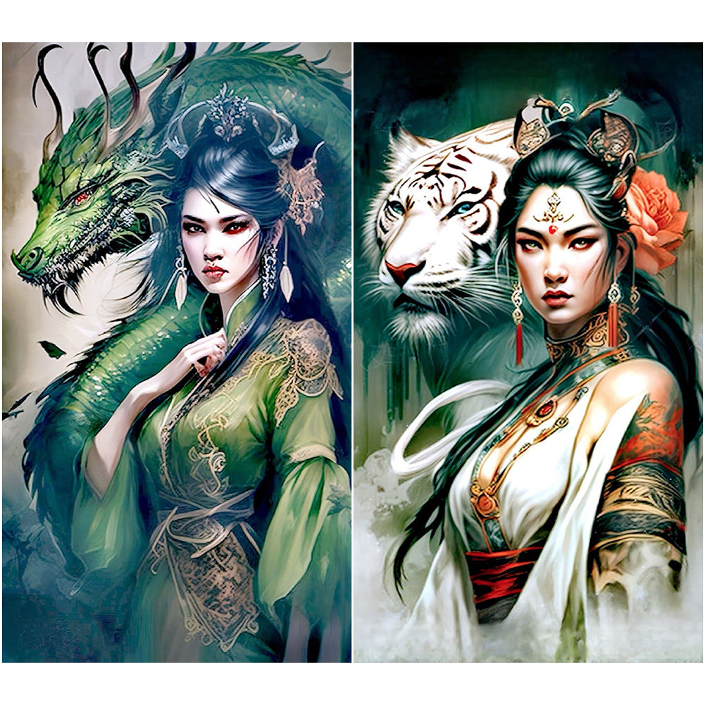 Diamond Painting - Full Round - girl and beast (45*80CM)