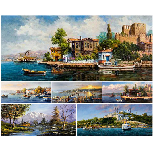 Diamond Painting - Full Square - towns by the coast (70*30CM)