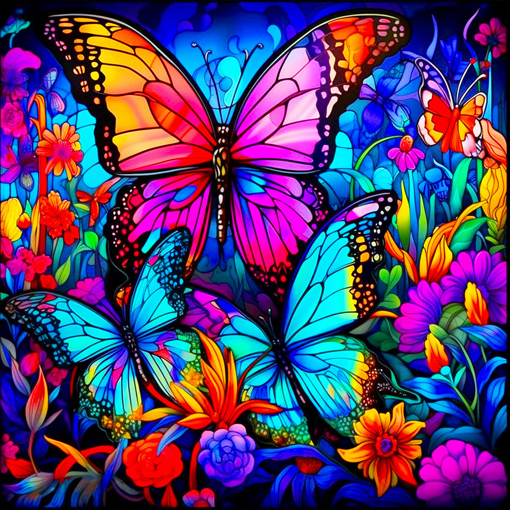 Diamond Painting - Full Round - colorful butterfly (30*30CM)