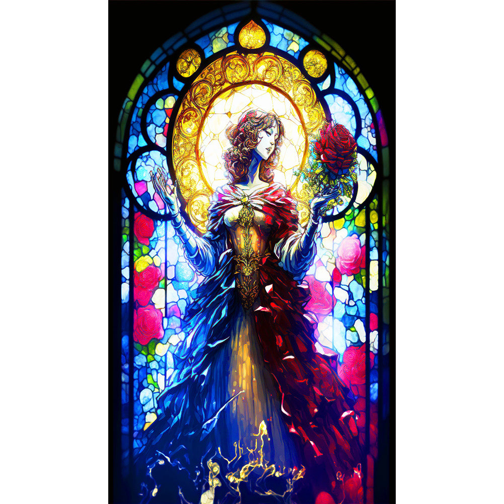 Diamond Painting - Full Round - glass art rose girl (40*70CM)
