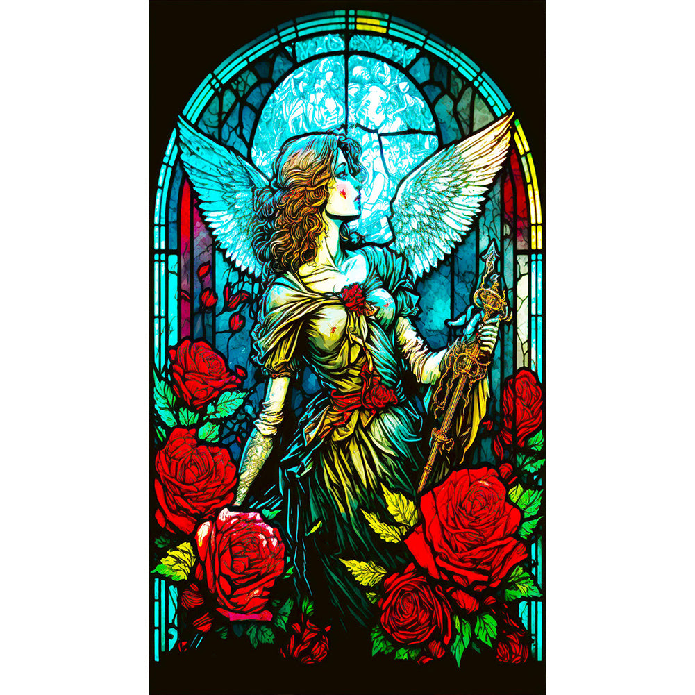 Diamond Painting - Full Round - Glass Art Warrior Angel Girl (40*70CM)