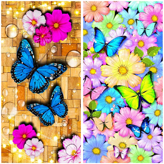 Diamond Painting - Full Round - butterfly and flower (40*80CM)
