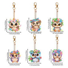 Load image into Gallery viewer, DIY Diamond Art Key Rings Double Sided 6pcs Owl Flower for Kids Adult Home Party

