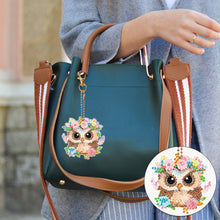 Load image into Gallery viewer, DIY Diamond Art Key Rings Double Sided 6pcs Owl Flower for Kids Adult Home Party
