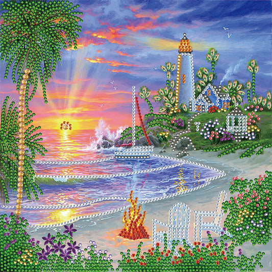 Diamond Painting - Partial Special Shaped - seaside lighthouse (30*30CM)