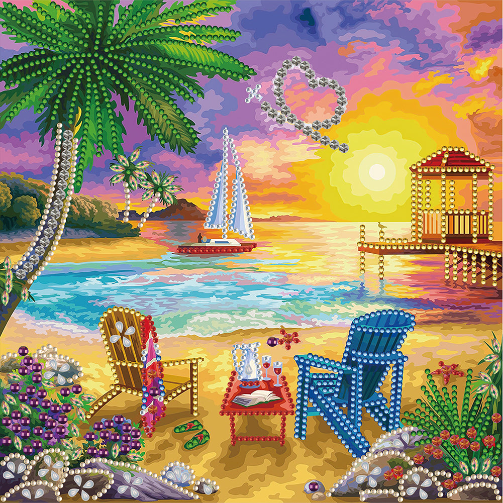 Diamond Painting - Partial Special Shaped - summer beach (30*30CM)