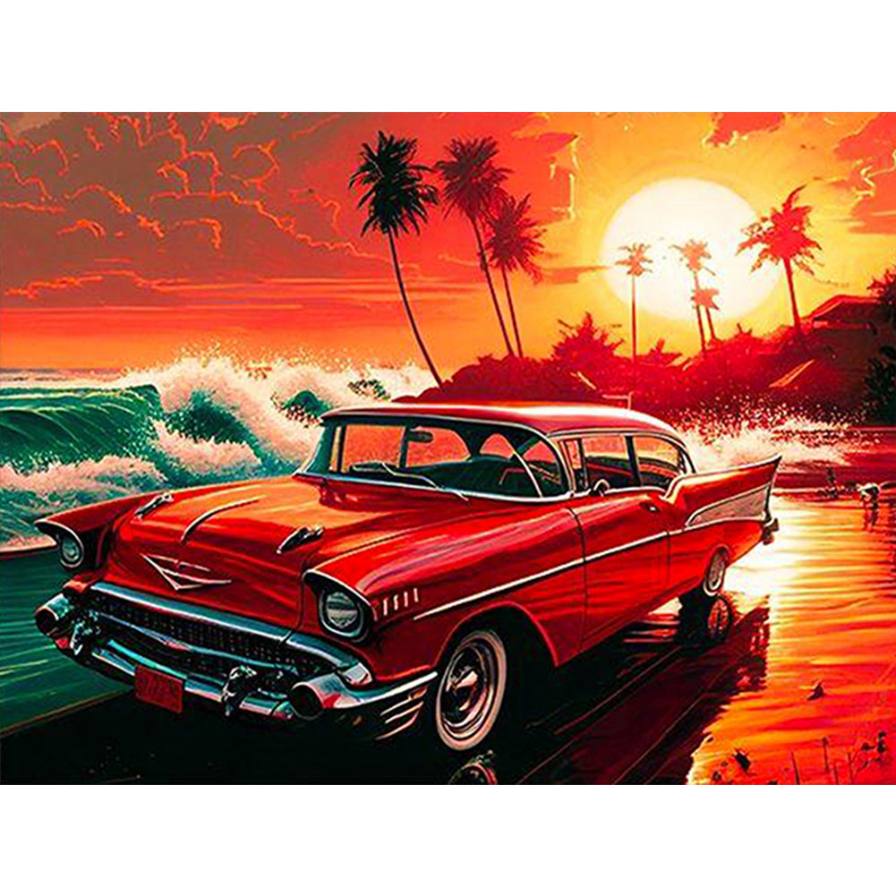 Diamond Painting - Full Round - seaside sports car (40*30CM)
