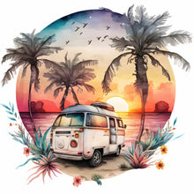 Load image into Gallery viewer, Diamond Painting - Full Round - Coconut Grove Seaside Campervan (30*30CM)

