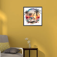 Load image into Gallery viewer, Diamond Painting - Full Round - Coconut Grove Seaside Campervan (30*30CM)
