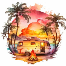 Load image into Gallery viewer, Diamond Painting - Full Round - Coconut Grove Seaside Campervan (30*30CM)
