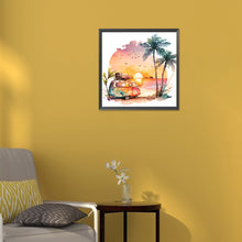 Load image into Gallery viewer, Diamond Painting - Full Round - Coconut Grove Seaside Campervan (30*30CM)
