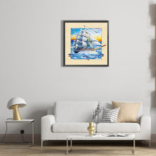 Load image into Gallery viewer, Diamond Painting - Partial Special Shaped - 3D three-dimensional painting dolphin sailing boat (30*30CM)
