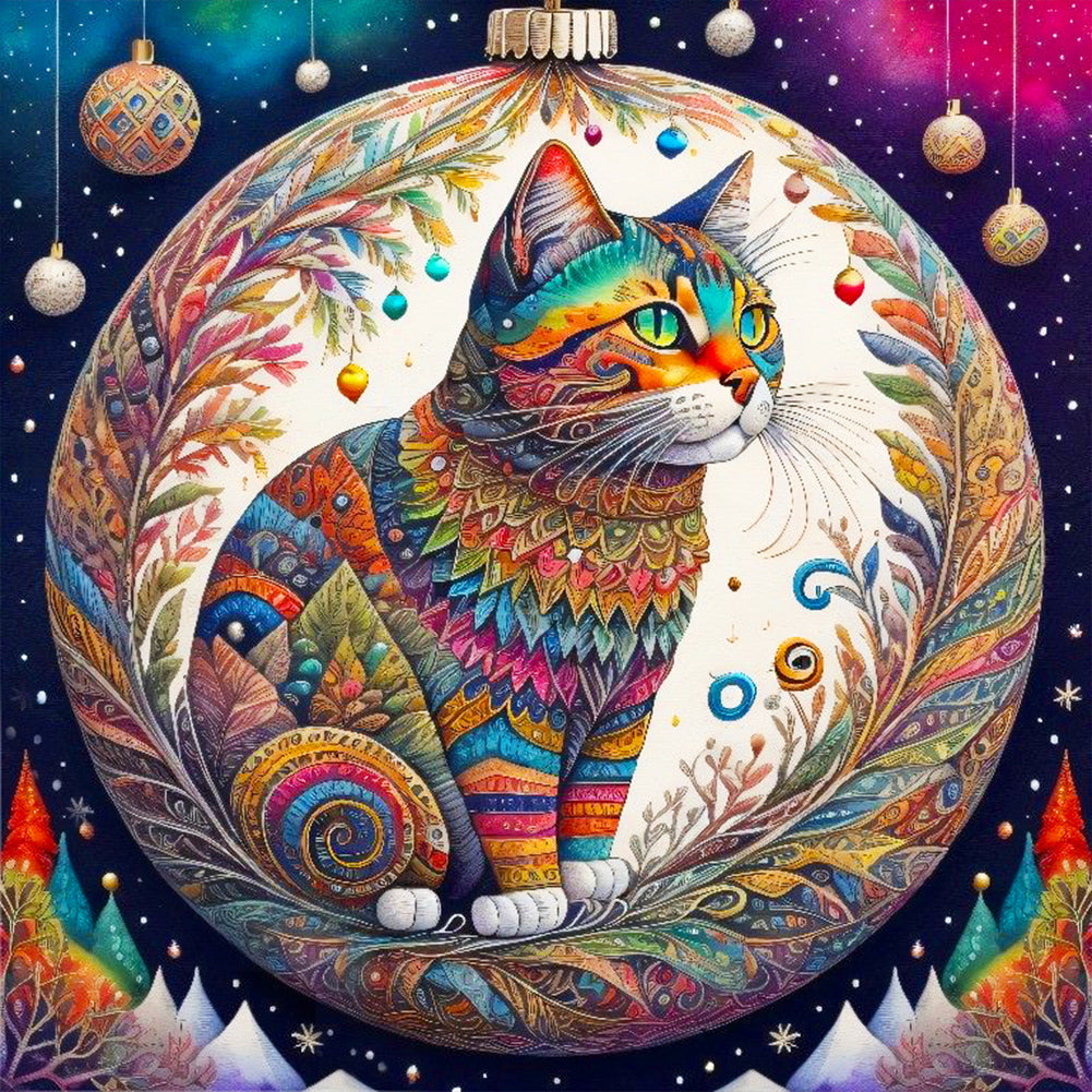 Diamond Painting - Full Round - christmas cat (30*30CM)