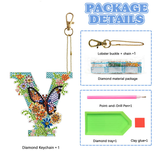 DIY Diamond Art Key Rings Special Shaped Keychain Supplies Lettter Gift for Kids