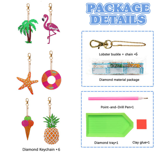 Summer Day Series DIY Keychain Double Side Special Shaped Gift for Kids (#6)