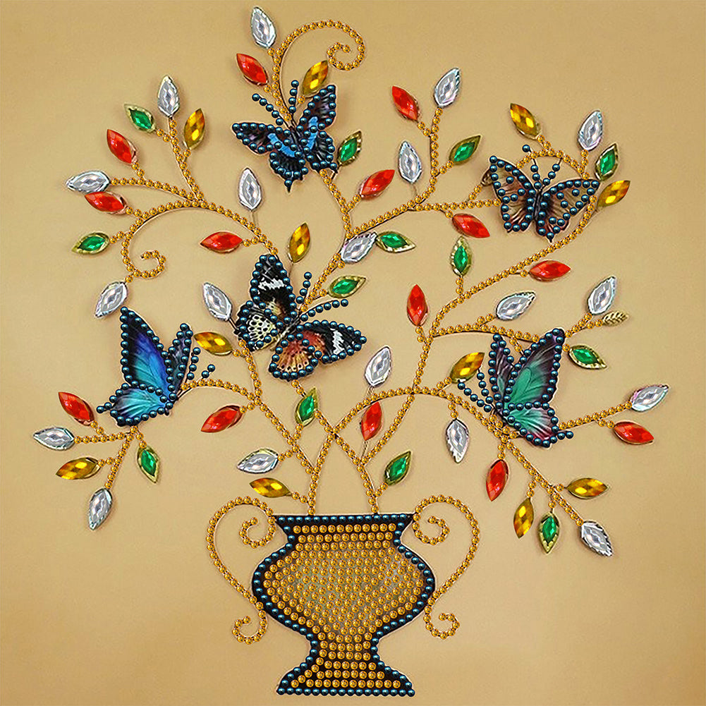 Diamond Painting - Partial Special Shaped - butterfly potted plant (30*30CM)