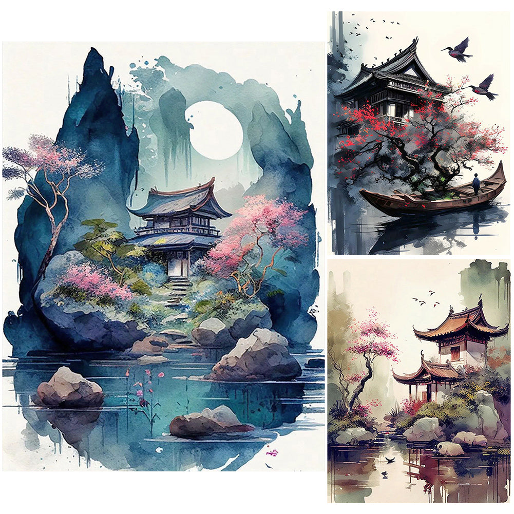 Diamond Painting - Full Round - watercolor buildings (30*40CM)