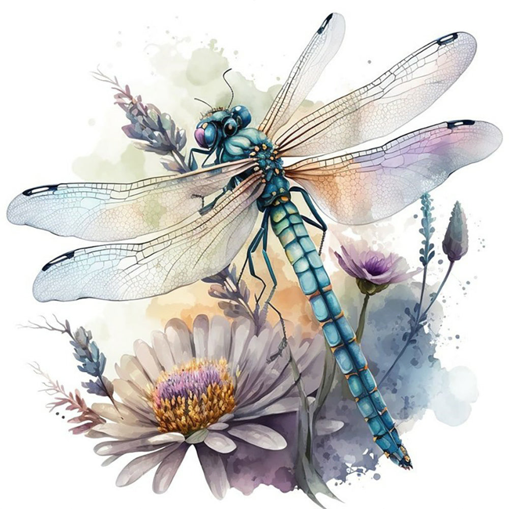 Diamond Painting - Full Round - watercolor dragonfly (30*30CM)