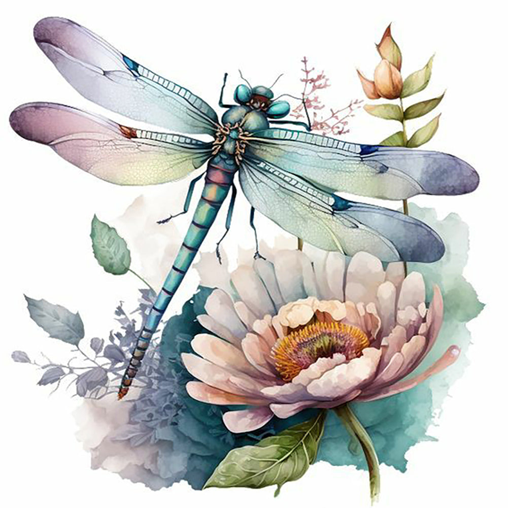 Diamond Painting - Full Round - watercolor dragonfly (30*30CM)
