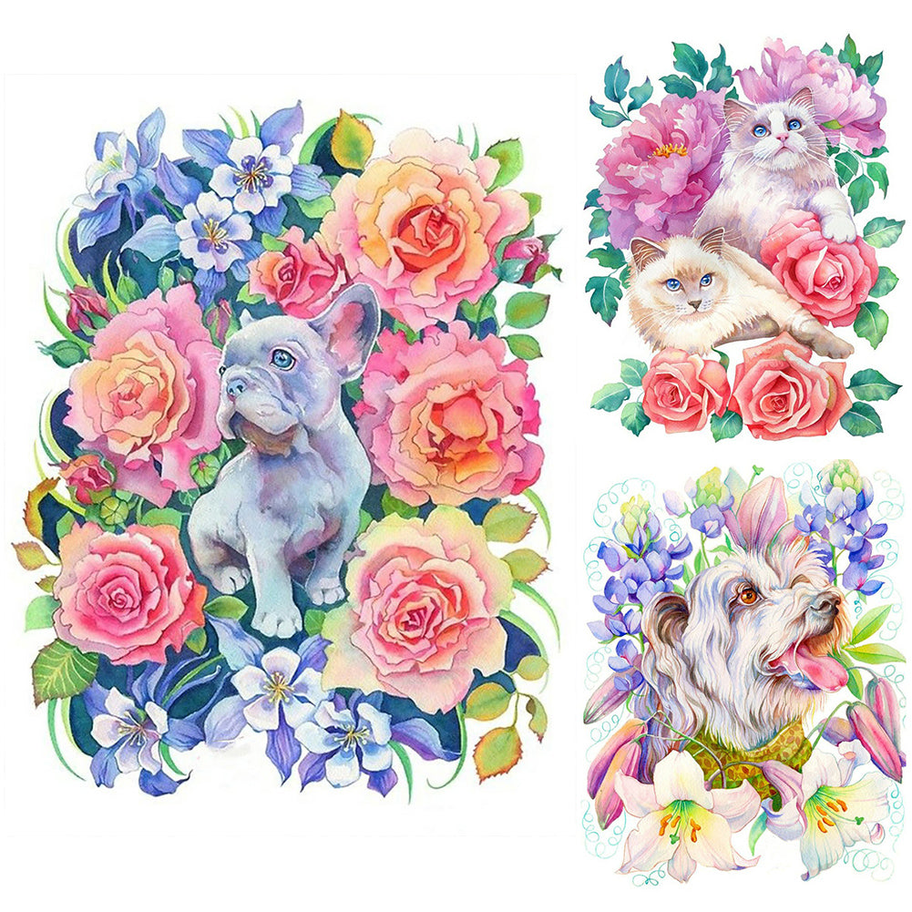 Diamond Painting - Full Round - animal surrounded by flowers (30*40CM)