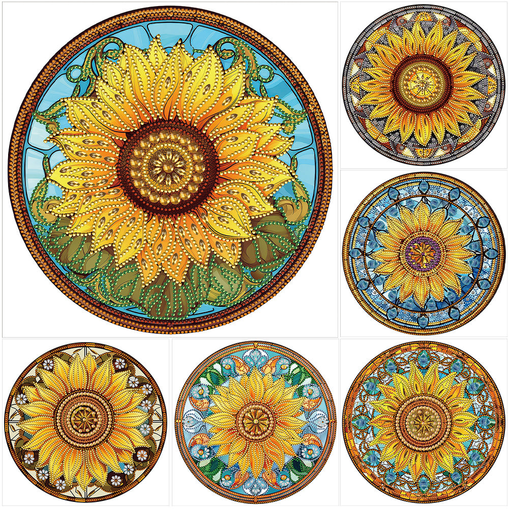 Diamond Painting - Partial Special Shaped - Sunflower Glass Art (30*30CM)