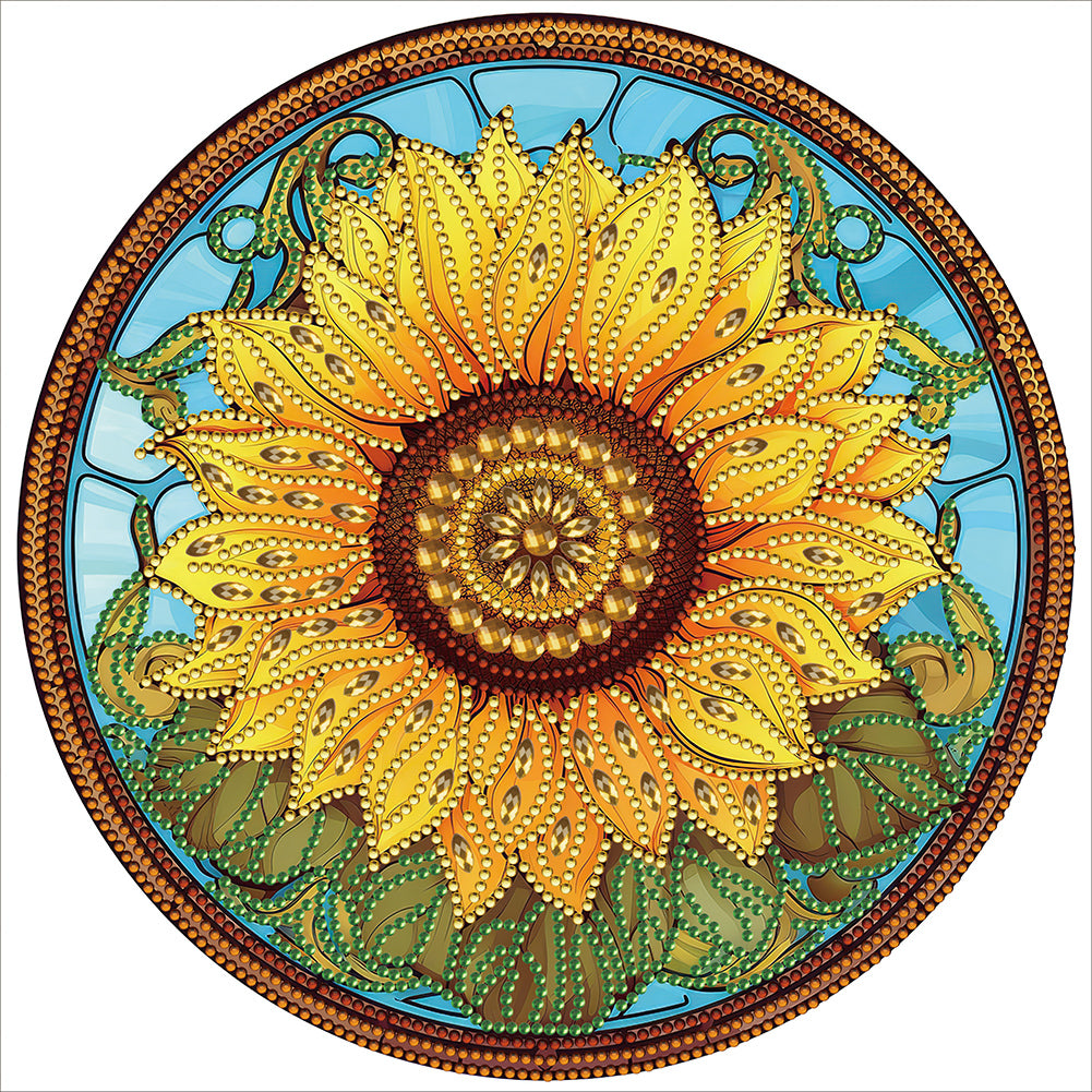Diamond Painting - Partial Special Shaped - Sunflower Glass Art (30*30CM)