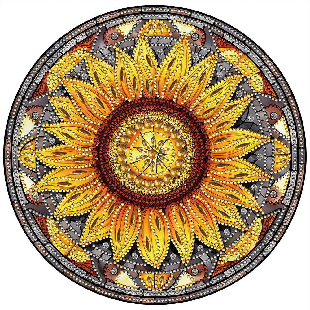 Diamond Painting - Partial Special Shaped - Sunflower Glass Art (30*30CM)