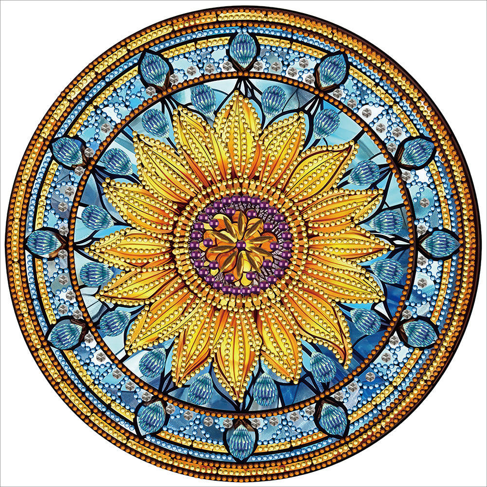 Diamond Painting - Partial Special Shaped - Sunflower Glass Art (30*30CM)