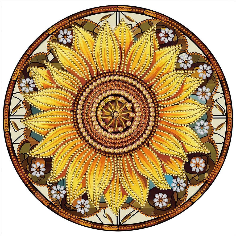Diamond Painting - Partial Special Shaped - Sunflower Glass Art (30*30CM)