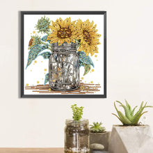 Load image into Gallery viewer, Diamond Painting - Partial Special Shaped - sunflower glass art bottle (30*30CM)
