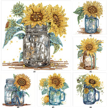 Load image into Gallery viewer, Diamond Painting - Partial Special Shaped - sunflower glass art bottle (30*30CM)
