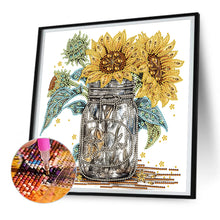 Load image into Gallery viewer, Diamond Painting - Partial Special Shaped - sunflower glass art bottle (30*30CM)
