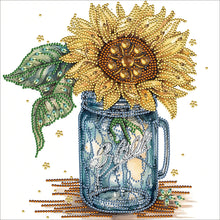 Load image into Gallery viewer, Diamond Painting - Partial Special Shaped - sunflower glass art bottle (30*30CM)
