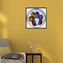 Load image into Gallery viewer, Diamond Painting - Partial Special Shaped - Round plate glass art paw print (30*30CM)
