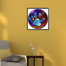Load image into Gallery viewer, Diamond Painting - Partial Special Shaped - Round plate glass art paw print (30*30CM)
