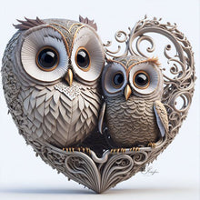 Load image into Gallery viewer, Diamond Painting - Full Round - heart shaped owl (30*30CM)

