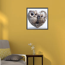 Load image into Gallery viewer, Diamond Painting - Full Round - heart shaped owl (30*30CM)
