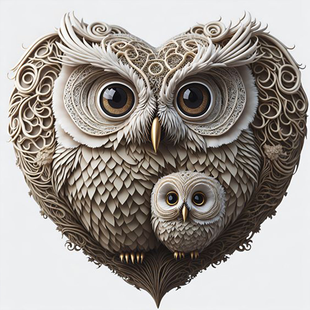 Diamond Painting - Full Round - heart shaped owl (30*30CM)