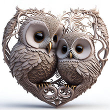 Load image into Gallery viewer, Diamond Painting - Full Round - heart shaped owl (30*30CM)
