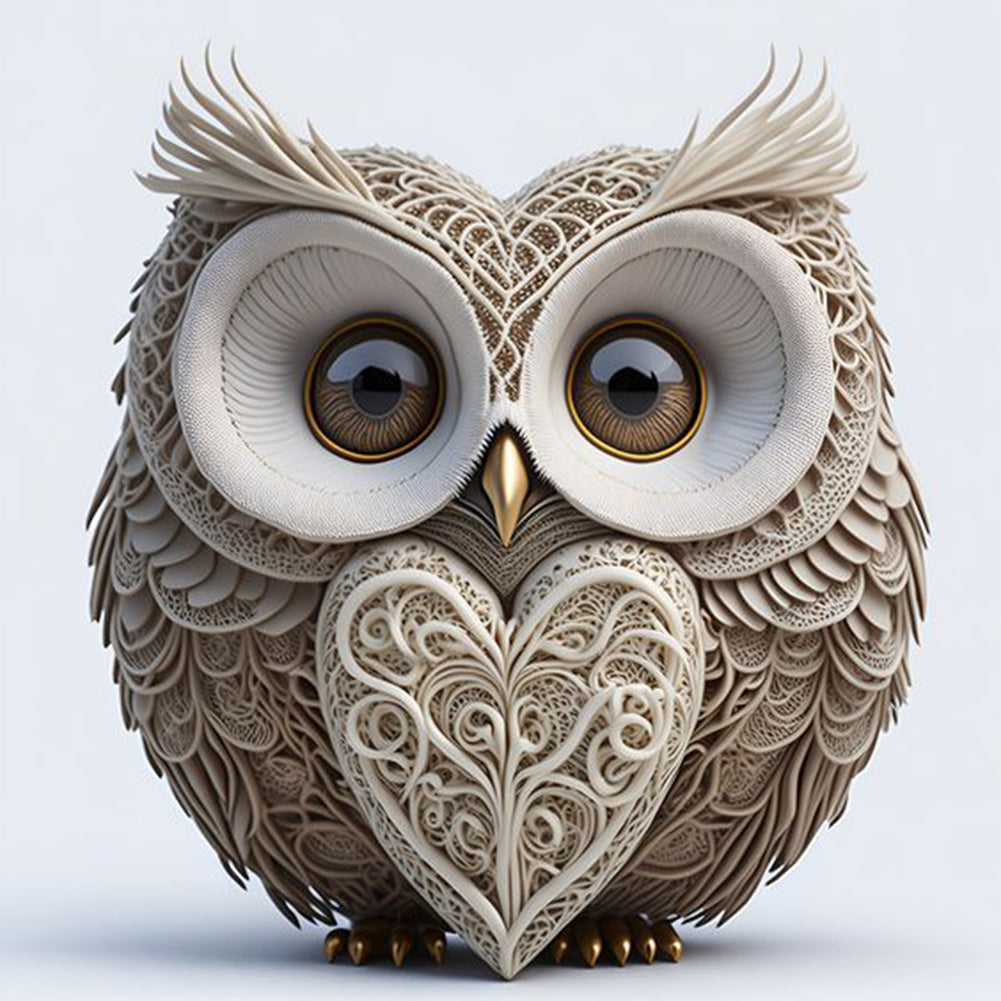 Diamond Painting - Full Round - heart shaped owl (30*30CM)