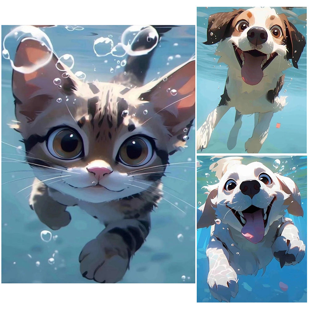 Diamond Painting - Full Round - animals swimming underwater (30*40CM)