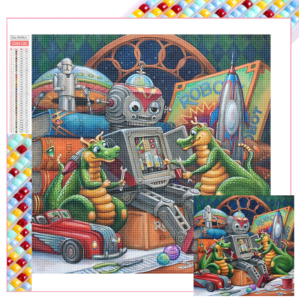 Diamond Painting - Full Square - Robots and Dragonmen (40*40CM)