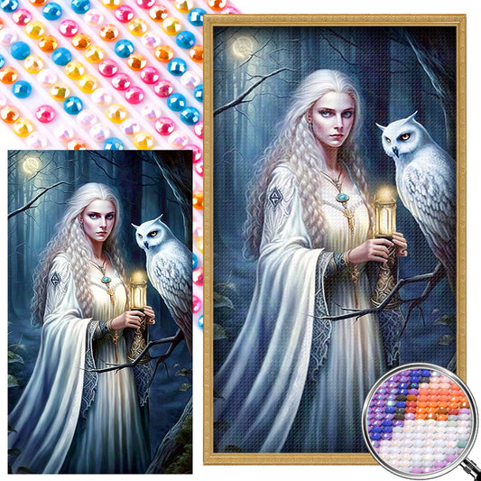 AB Diamond Painting - Full Round - woman with owl (40*70CM)